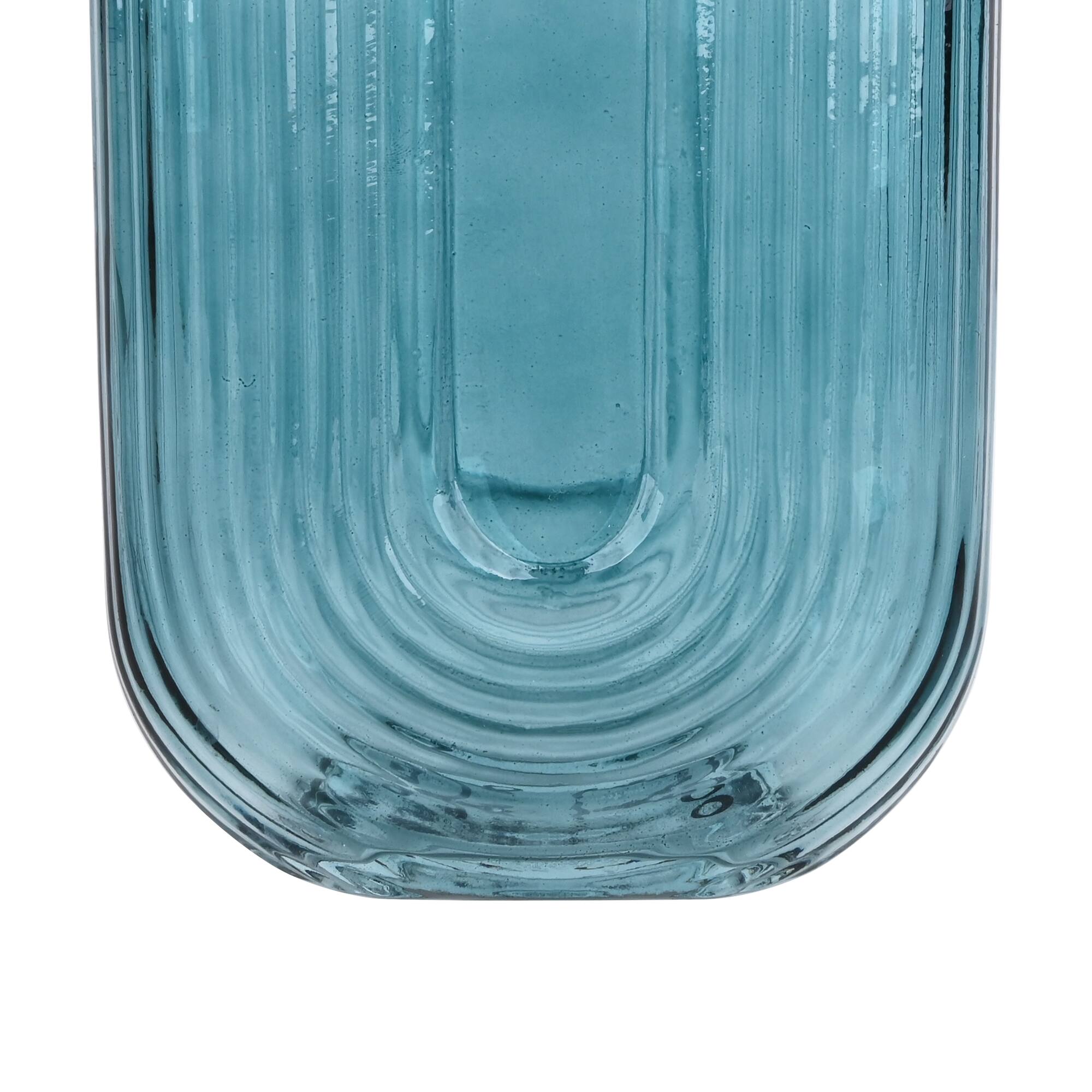 6.75" Blue Fluted U-Shaped Glass Tabletop Vase by Ashland®